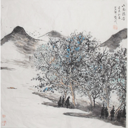 何福民 江苏青年美协理事 国画山水作品 69×69