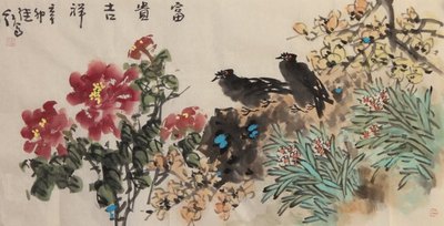 中国美协会员、中国画研究院客座教授 刘继红 国画花鸟作品 69×138