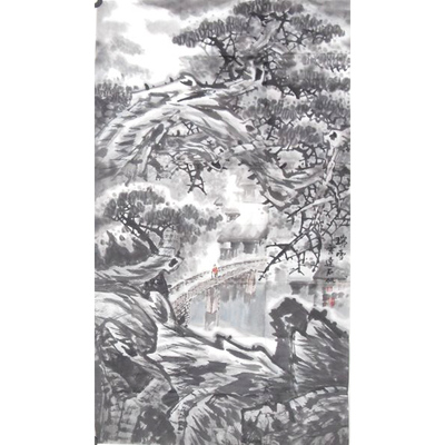 王石帆 中国美协会员 国画山水作品 138×69