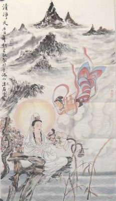 刘爰  中国美协会员 国画人物作品 138×69