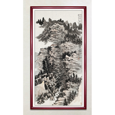 贺小龙 中国美协敦煌创作中心画家 国画山水作品 139×70