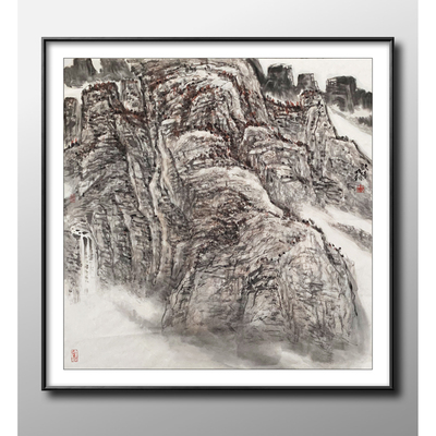 欧阳明利 中国美协会员、中国书协会员  国画山水作品 69×69(1)