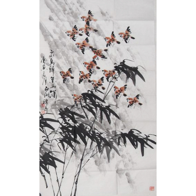 禅寿 中国美协会员 国画花鸟作品 138×69